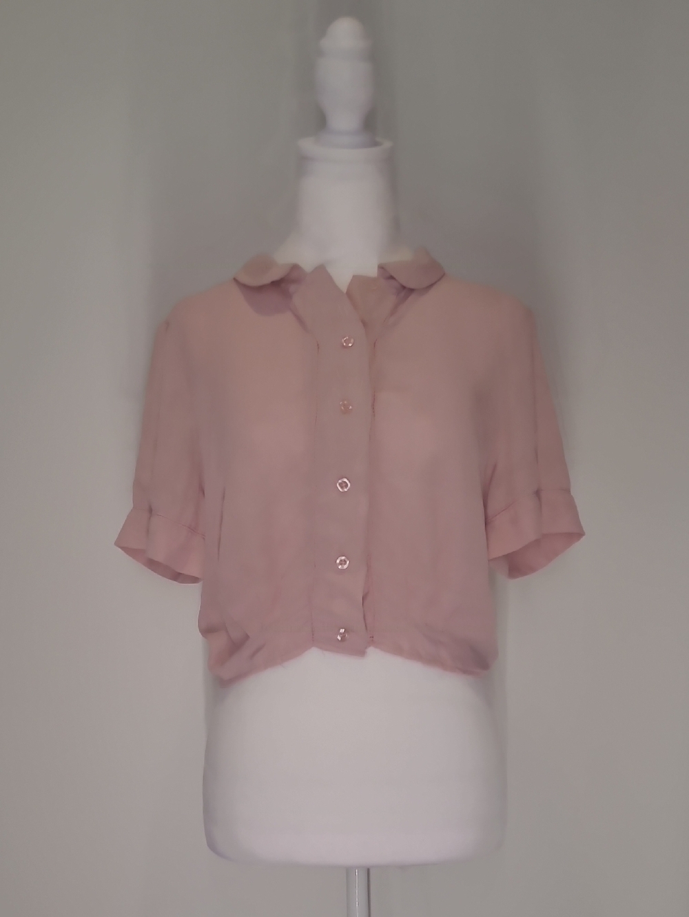 Suzy Shier Blush Pink Short-Sleeve Button Down Shirt